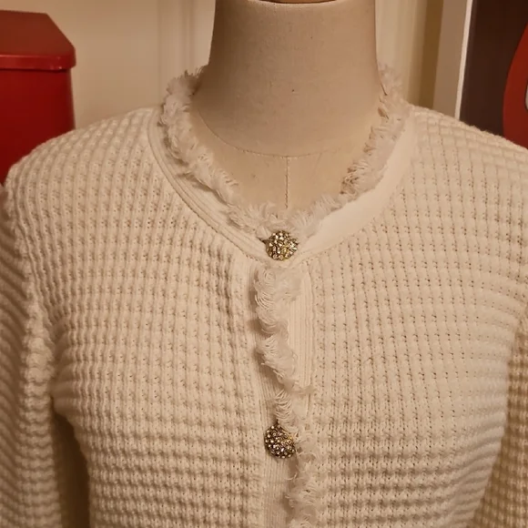 Express White Textured Women's Cardigan - Picture 2 of 7